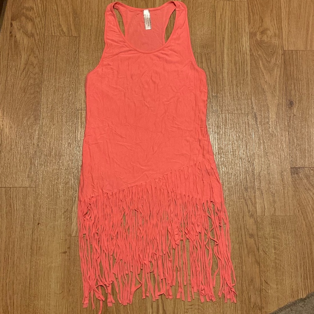 Pink fringed tank top